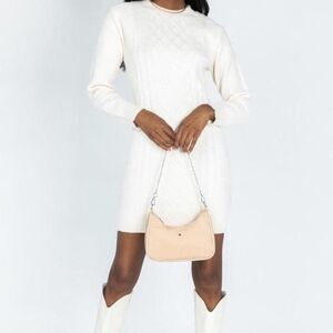 Princess Polly Knit Sweater Dress 'Don't Go Back' Mini in Beige on XS/S